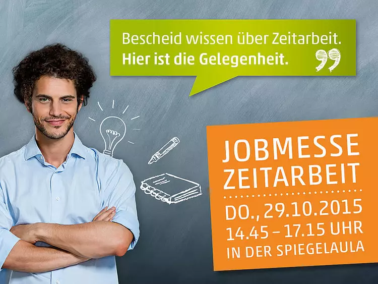 12 Firmen stellen am Donnerstag (29.10.2015) zur Jobmesse ihre attraktiven Stellenangebote in Zeitarbeit vor.