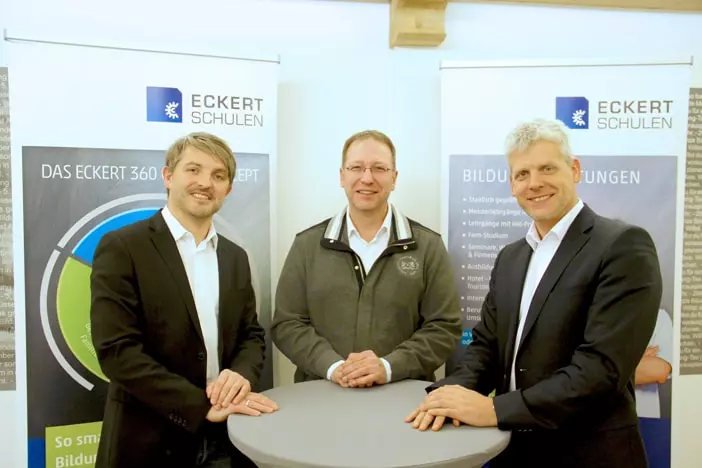 (v.l.n.r.) Carsten Seefelder (Fachbereichsleiter bei den Eckert Schulen), Elmar Reese (Senior Manager Mechanical Engineering bei SII Technologies) und Markus Johannes Zimmermann (Geschäftsführer der Dr. Eckert Akademie) freuen sich auf die künftige Zusammenarbeit